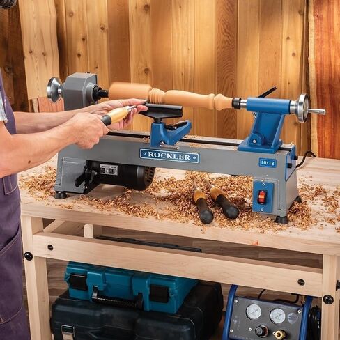 10x18" Mini Lathe Machine - Sturdy Cast-Iron Made Wood Lathes - Adjustable & Secured Woodturning Tools For Small To Medium-size in Kuwait