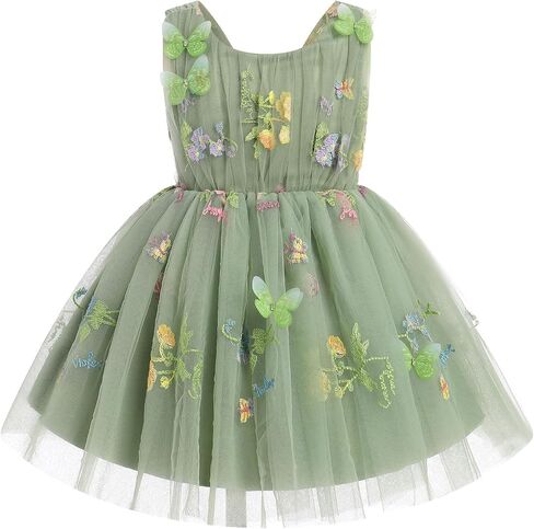 IDOPIP Toddler Baby Girls Sequin Butterfly Birthday Dress Smocked Backless Tulle Party Pageant Flower Girl Wedding Dresses in Kuwait