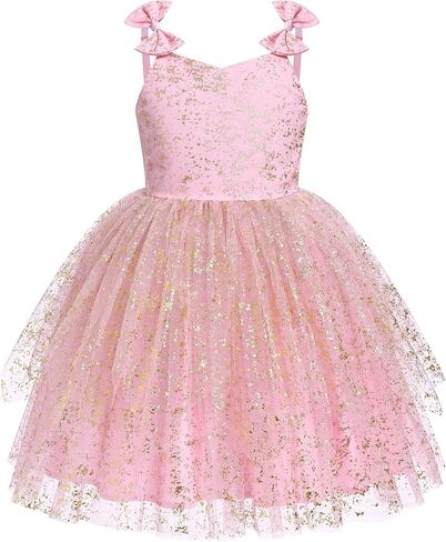IDOPIP Toddler Princess Dress Fairy Birthday Tulle Glitter Dresses for Baby Girl Bow Tie Strap Tutu Gown for Party Wedding in Kuwait