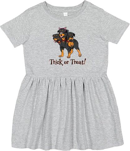 inktastic Trick or Treat Cerberus Rottweiler Toddler Dress in Kuwait