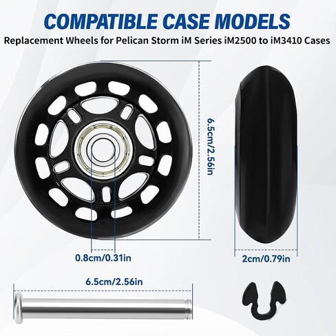 2PCS Replacement Wheels for Pelican Storm iM Series Cases, Heavy Duty Rubber Case Wheels for Pelican Storm iM2500 to iM3410 Cases in Kuwait