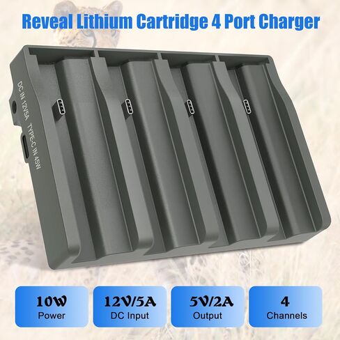 4 Pack New Reveal Rechargeable Battery + Cartridge 4 Port Charger, Compatible with TACTACAM Reveal X Gen 3.0, Pro 3.0,X PRO, X 2.0, X, SK, XB Cellular Trail Camera in Kuwait