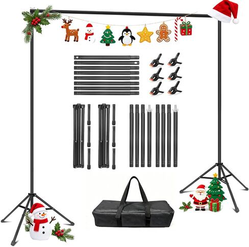 Backdrop Stand 10x7ft(WxH)- 7 Widths Photo Studio Adjustable Background Stand Support kit with Clamps,Carrying Bag for Party, Photo Booth, Banner, Events Decoration, Wedding, Photography in Kuwait