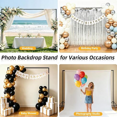 Backdrop Stand 10x7ft(WxH)- 7 Widths Photo Studio Adjustable Background Stand Support kit with Clamps,Carrying Bag for Party, Photo Booth, Banner, Events Decoration, Wedding, Photography in Kuwait