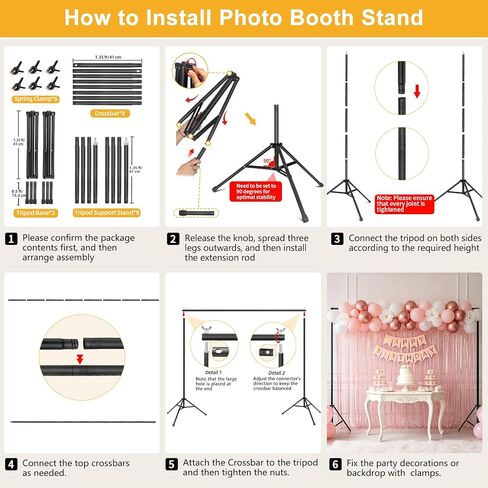 Backdrop Stand 10x7ft(WxH)- 7 Widths Photo Studio Adjustable Background Stand Support kit with Clamps,Carrying Bag for Party, Photo Booth, Banner, Events Decoration, Wedding, Photography in Kuwait