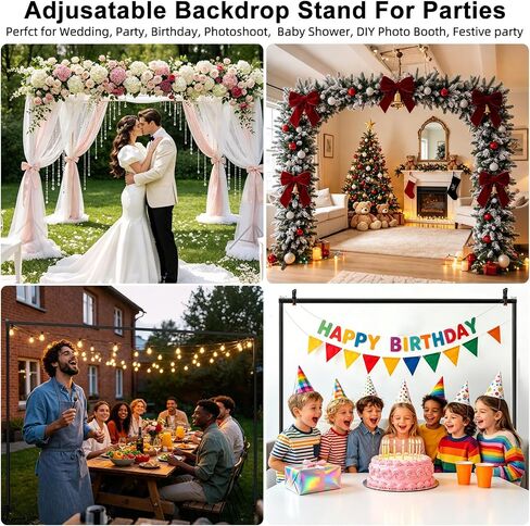 Backdrop Stand 10x7ft(WxH)- 7 Widths Photo Studio Adjustable Background Stand Support kit with Clamps,Carrying Bag for Party, Photo Booth, Banner, Events Decoration, Wedding, Photography in Kuwait