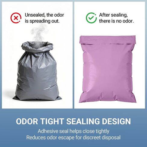 Calvana 100pcs Adult Diaper Disposal Bags, Extra Large 12"x17", Odor-Proof & Leak-Resistant, Thick Tear-Resistant Disposable Trash Bags for Adult Diapers, Baby Diapers, Pet Waste (Purple) in Kuwait