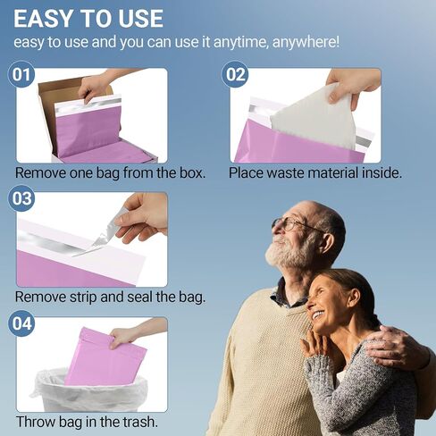 Calvana 100pcs Adult Diaper Disposal Bags, Extra Large 12"x17", Odor-Proof & Leak-Resistant, Thick Tear-Resistant Disposable Trash Bags for Adult Diapers, Baby Diapers, Pet Waste (Purple) in Kuwait