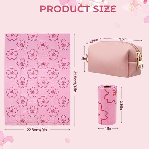 Portable Sanitary Napkin Disposal Bags Cherry Blossom Scented, with Dispenser, 120 pcs Pink Period Disposal Bags discreet period bags Disposable Mini Bags for Women Privacy Handling Bag Diaper Sack in Kuwait