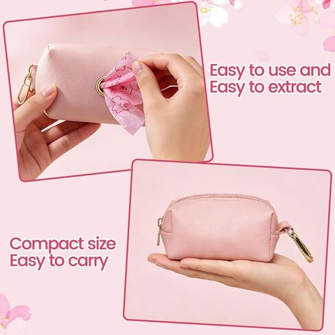 Portable Sanitary Napkin Disposal Bags Cherry Blossom Scented, with Dispenser, 120 pcs Pink Period Disposal Bags discreet period bags Disposable Mini Bags for Women Privacy Handling Bag Diaper Sack in Kuwait