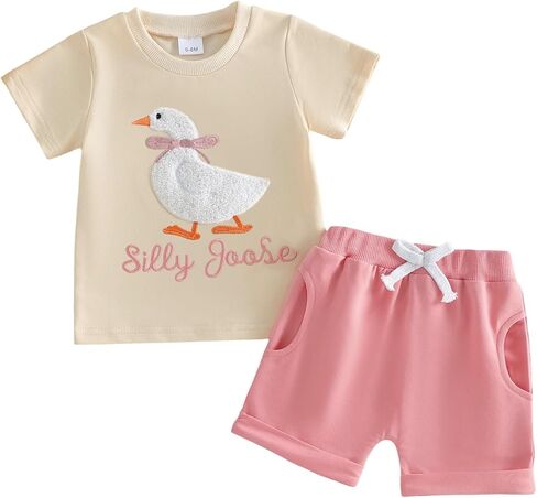 Socutebabe Toddler Girl Back to School Outfit Short Sleeve T-Shirt Shorts | Little Girl Clothes Girl Back to School Outfit Apple Print Short Sleeve T-shirts Shorts Set Toddler Summer Outfit in Kuwait