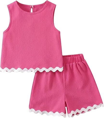 SOLY HUX Toddler Girl's 2 Piece Outfits Sleeveless Tank Tops and Shorts Casual Summer Vacation Clothing Sets in Kuwait