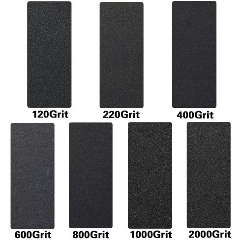 42Pcs Sandpaper Assortment,120/220/400/600/800/1000/2000 Grit, 9 x 3.6 Inch, Wet Dry Sand Paper, Silicon Carbide Grit Material, Suitable for Sanding and Polishing Wood, Metal, Stone, Walls in Kuwait
