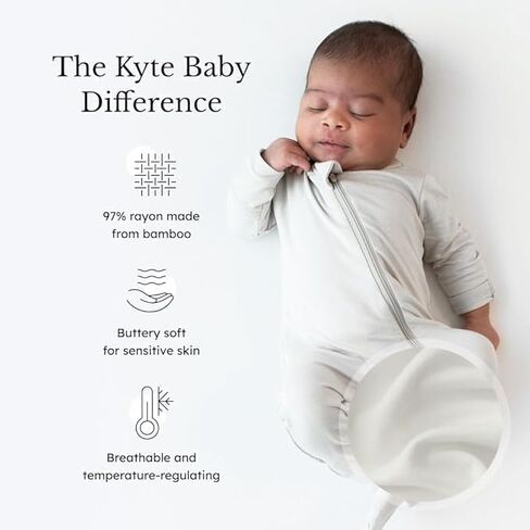 KYTE BABY Infant and Toddler Dual Zipper Footie, Ultra-Soft Rayon Made From Bamboo Sleeper, Boys and Girls Pajamas (3-6 Months, Aloe Chick) in Kuwait