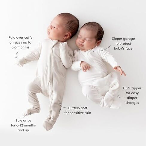 KYTE BABY Infant and Toddler Dual Zipper Footie, Ultra-Soft Rayon Made From Bamboo Sleeper, Boys and Girls Pajamas (3-6 Months, Aloe Chick) in Kuwait
