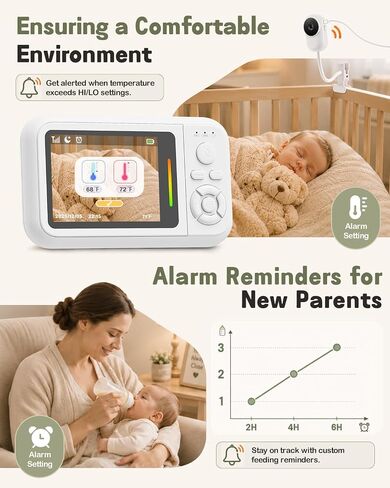 Baby Monitor with Camera and Audio,2.8" Screen Baby Monitor No Wifi with Clip for Crib & Stand, Portable Travel Baby Bed Camera with Auto Night Vision, VOX, 2-Way Talk, Temp Sensor & 7 Lullabies in Saudi Arabia
