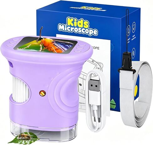 4K Microscope, Loupe Magnifier with Light, Wonderquest Discovery Microscope, 4K Magnifying Camera, 2" IPS Screen 1000x Handheld Portable USB Digital Miniscope (Purple) in Kuwait