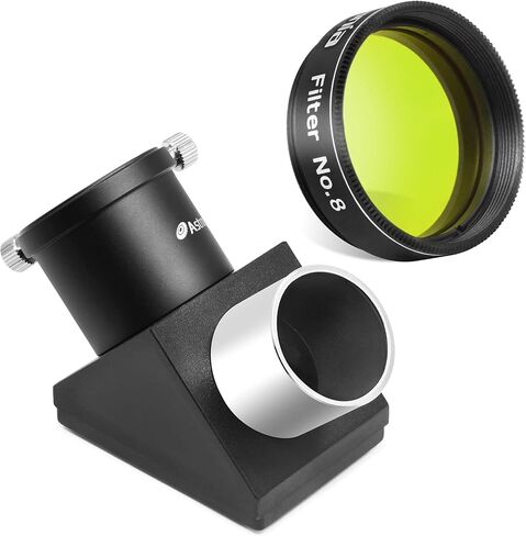 Astromania 1.25" Color/Planetary Filter - #8 Yellow - Bundle with - 1.25" 90-Degree Diagonal Mirror in Kuwait