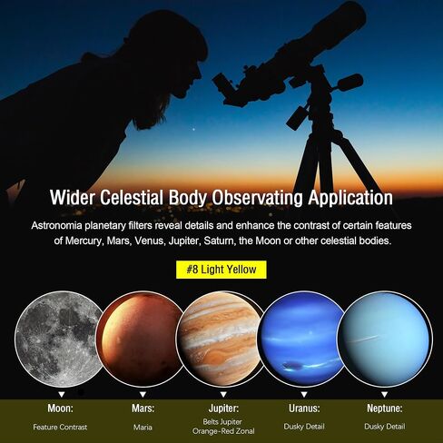 Astromania 1.25" Color/Planetary Filter - #8 Yellow - Bundle with - 1.25" 90-Degree Diagonal Mirror in Kuwait