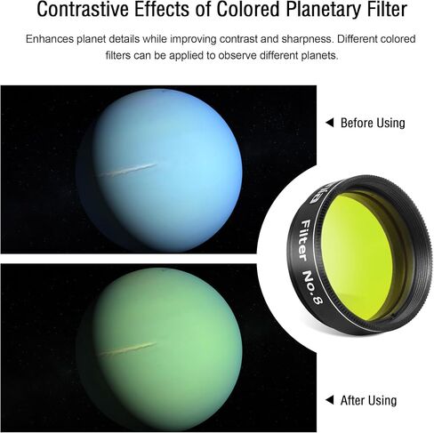 Astromania 1.25" Color/Planetary Filter - #8 Yellow - Bundle with - 1.25" 90-Degree Diagonal Mirror in Kuwait
