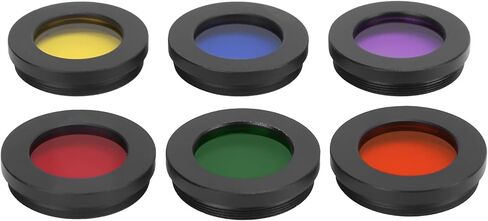 6pcs 1.25 inch Telescope Eyepiece Filters Set, Colorful Planetary and Nebula Filters with Red Green Orange Yellow Blue Purple, for Enhancing Contrast on Moon Jupiter in Kuwait