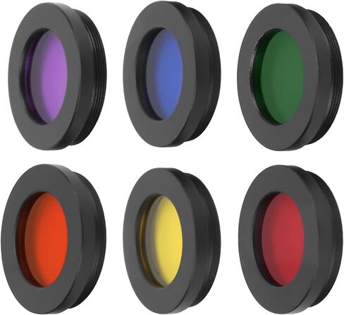 6pcs 1.25 inch Telescope Eyepiece Filters Set, Colorful Planetary and Nebula Filters with Red Green Orange Yellow Blue Purple, for Enhancing Contrast on Moon Jupiter in Kuwait