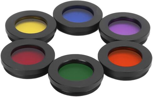 6pcs 1.25 inch Telescope Eyepiece Filters Set, Colorful Planetary and Nebula Filters with Red Green Orange Yellow Blue Purple, for Enhancing Contrast on Moon Jupiter in Kuwait