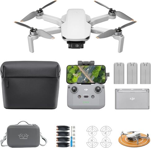 DJI Mini 4K Fly More Bundle, Drone with 4K UHD Camera for Adults, 3 Batterys, Drone Case, Propellers Compatible, Propeller Guard, landing pad in Kuwait