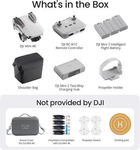 DJI Mini 4K Fly More Bundle, Drone with 4K UHD Camera for Adults, 3 Batterys, Drone Case, Propellers Compatible, Propeller Guard, landing pad in Kuwait