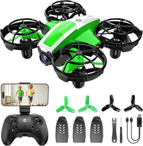 Holy Stone Mini FPV Drone with 1080P HD Camera for Kids & Beginners, RC Nano Quadcopter with Optical Flow Hover, Gesture Control, 3D Flips, 3 Batteries, Great Gift Toy for Boys and Girls, HS210P Green in Kuwait