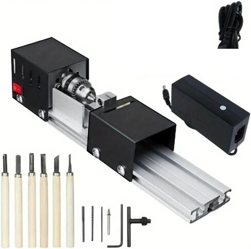 Milling machines, Mini Lathe Machine Tool, Woodworking DIY Wood Lathe Milling Machine Grinding Polishing Beads Drill Rotary Tool Set(Basic A) in Kuwait