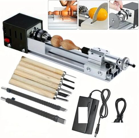 Milling machines, Mini Lathe Machine Tool, Woodworking DIY Wood Lathe Milling Machine Grinding Polishing Beads Drill Rotary Tool Set(Basic A) in Kuwait