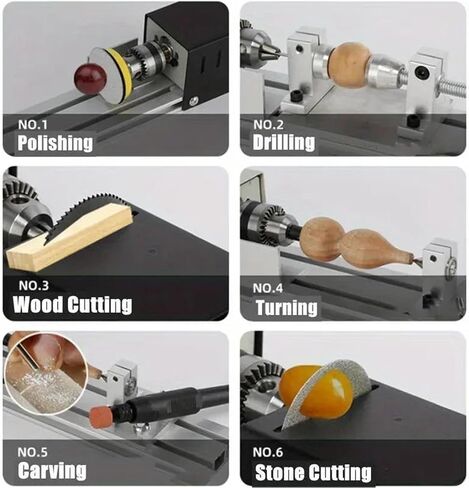 Milling machines, Mini Lathe Machine Tool, Woodworking DIY Wood Lathe Milling Machine Grinding Polishing Beads Drill Rotary Tool Set(Basic A) in Kuwait