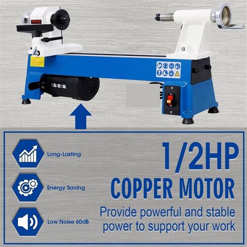 Benchtop Wood Lathe 10" X 18" Wood Lathe Machine 5 Variable Speeds 500/750/1150/1800/3200RPM Mini Wood Turning Lathe in Kuwait