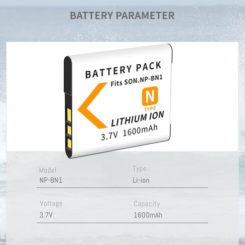 NP-BN1 NPBN1 BC-CSN Battery with Slim LCD Charger for Sony DSC-QX10 QX30 | Cyber-Shot QX100 QX100 DSC-TF1 DSC-TX10 TX20 TX30 DSC-W530 DSC-W570 DSC-W650 DSC-W800 DSC-W830, 1600mah in Kuwait