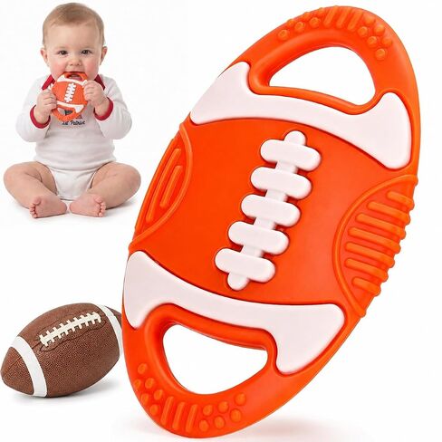 Baby Teething Toys Silicone Baby Football-Themed Teether Over 3 Months | Sensory Chew Toys - Baby Teether for Teething Relief - BPA Free Infant Toys Baby Shower Gifts in Kuwait