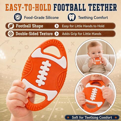 Baby Teething Toys Silicone Baby Football-Themed Teether Over 3 Months | Sensory Chew Toys - Baby Teether for Teething Relief - BPA Free Infant Toys Baby Shower Gifts in Kuwait