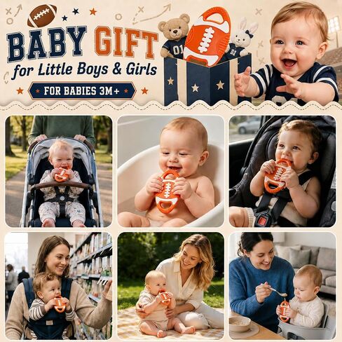 Baby Teething Toys Silicone Baby Football-Themed Teether Over 3 Months | Sensory Chew Toys - Baby Teether for Teething Relief - BPA Free Infant Toys Baby Shower Gifts in Kuwait