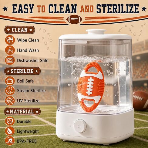 Baby Teething Toys Silicone Baby Football-Themed Teether Over 3 Months | Sensory Chew Toys - Baby Teether for Teething Relief - BPA Free Infant Toys Baby Shower Gifts in Kuwait