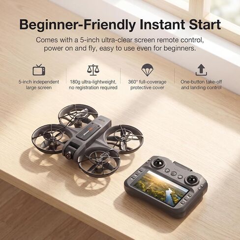 Drone with UHD Camera, Drone with Screen on Controller for Beginners, Remote Control Quadcopter with 2 Batteries, One Key Start, Easy to Fly, Altitude Hold, 3D Flips, Carrying Case （Dark Gray） in Kuwait