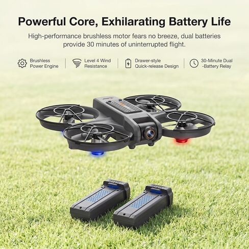 Drone with UHD Camera, Drone with Screen on Controller for Beginners, Remote Control Quadcopter with 2 Batteries, One Key Start, Easy to Fly, Altitude Hold, 3D Flips, Carrying Case （Dark Gray） in Kuwait