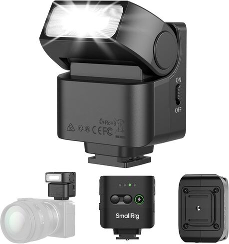 SmallRig RS-22 Mini Camera Flash for Sony for Nikon for Canon for Fuji DSLR, GN8 Manual Speedlite, 85° Adjustable, 4 Levels 1/1-1/8, 700 Full Power Flashes, 0.1-4s Recycle/6500K/400mAh Battery -5883 in Kuwait
