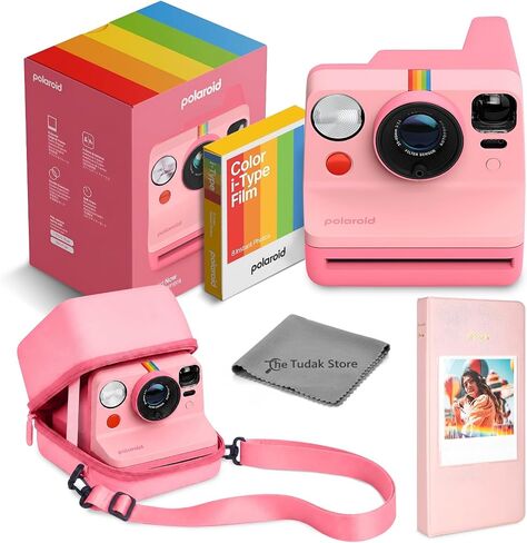 Polaroid Now 3rd Generation i-Type Instant Film Camera, Pink + 8 Color Film Photos + Tudak Accessories Bundle, Incl. Compatible Carrying Case, 64-Pocket Photo Album & Microfiber Cleaning Cloth in Kuwait