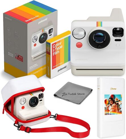 Polaroid Now 3rd Generation i-Type Instant Film Camera, Pink + 8 Color Film Photos + Tudak Accessories Bundle, Incl. Compatible Carrying Case, 64-Pocket Photo Album & Microfiber Cleaning Cloth in Kuwait