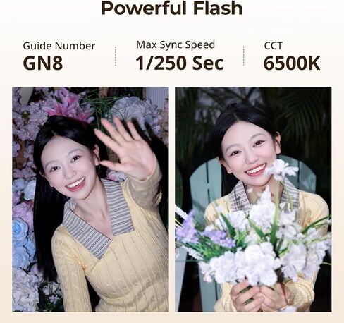 SmallRig RS-22 Mini Camera Flash for Sony for Nikon for Canon for Fuji DSLR, GN8 Manual Speedlite, 85° Adjustable, 4 Levels 1/1-1/8, 700 Full Power Flashes, 0.1-4s Recycle/6500K/400mAh Battery -5883 in Kuwait
