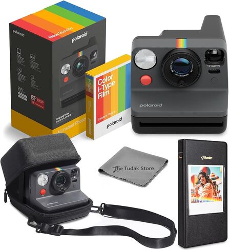 Polaroid Now 3rd Generation i-Type Instant Film Camera, Pink + 8 Color Film Photos + Tudak Accessories Bundle, Incl. Compatible Carrying Case, 64-Pocket Photo Album & Microfiber Cleaning Cloth in Kuwait