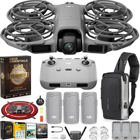 DJI Neo 2 Drone Fly More Combo 4K Camera Bundle with Tech Smart USA Drone Essentials Plus Software Bundle + Deco Gear Drone Landing Pad + Deco Essentials CPS 2 Year Protection Pack + Sling Backpack in Kuwait