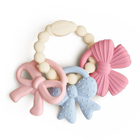 Itzy Ritzy Silicone Teether Trio for Babies - Soft, Flexible BPA-Free Teething Toys with Textured Surfaces & Easy-Grip Ring for Sensory Play and Fine Motor Skill Development (Bows) in Kuwait