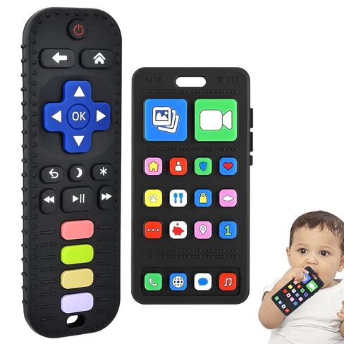 Baby Silicone Teething Toys, Phone and Remote Teether Toys for Toddlers 3-18 Months, Boys Girls Babies Teething Toy, Baby Chew Toy, Freezer BPA Free in Kuwait