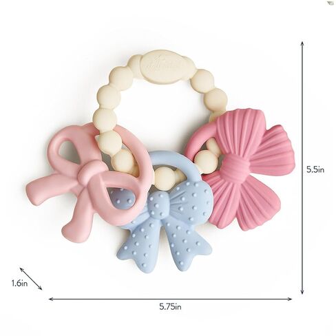 Itzy Ritzy Silicone Teether Trio for Babies - Soft, Flexible BPA-Free Teething Toys with Textured Surfaces & Easy-Grip Ring for Sensory Play and Fine Motor Skill Development (Bows) in Kuwait